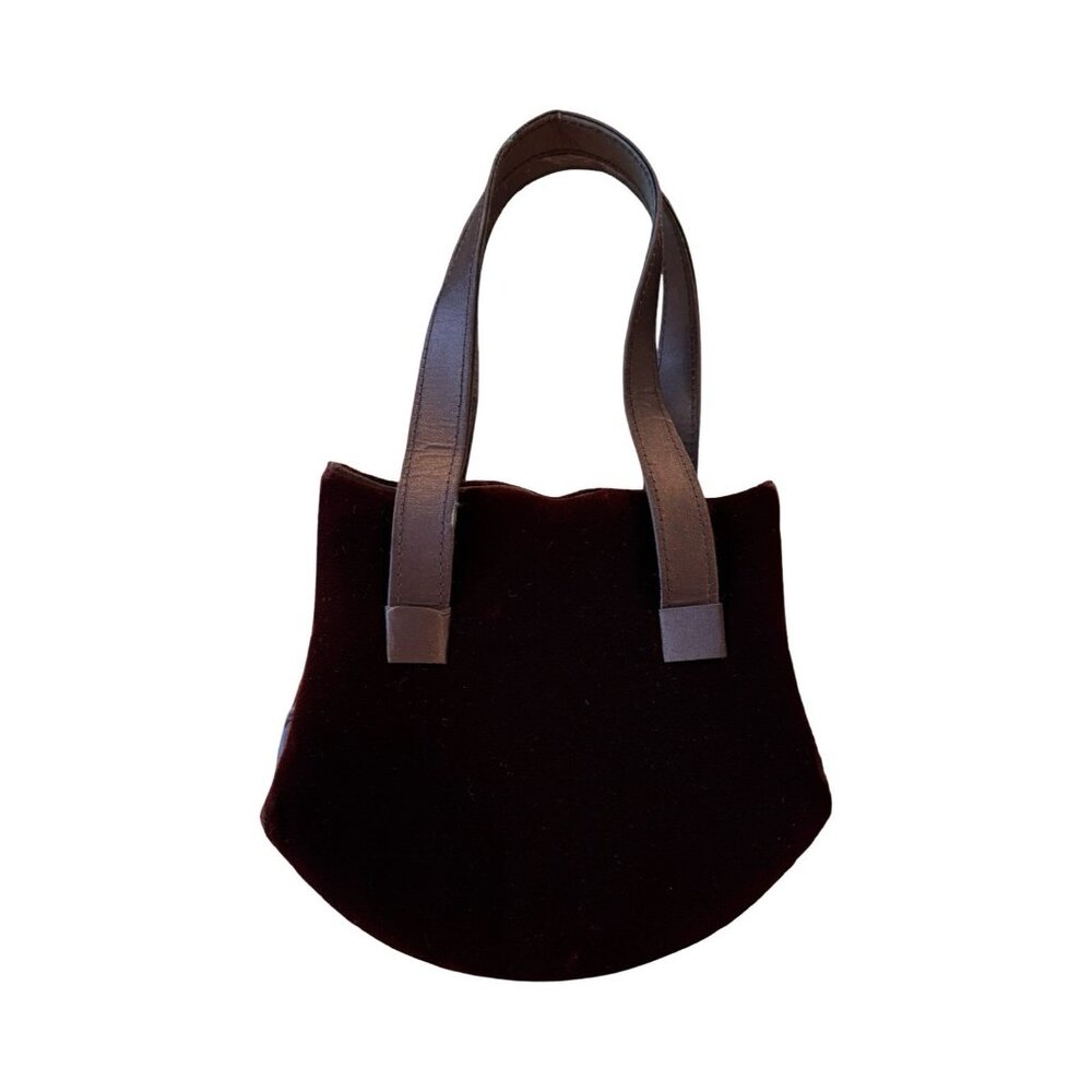 Vintage Burgundy Velvet Serpentine Scalloped Edge Bag 1980s